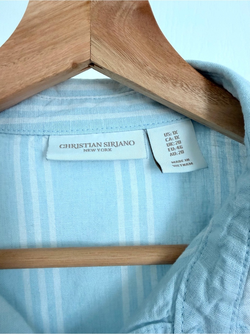 Christian Siriano Light Blue Striped Button-Down Shirt - Picture 4 of 5